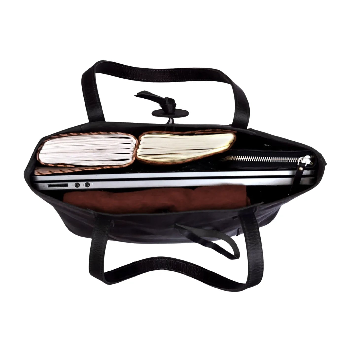 DENVER LEATHER TOTE BAG - BLACK