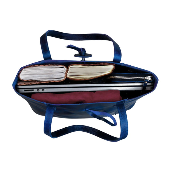 Wrexham Blue Leather Tote Bag Combo For Women