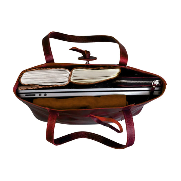 Wrexham Red Leather Tote Bag Combo For Women