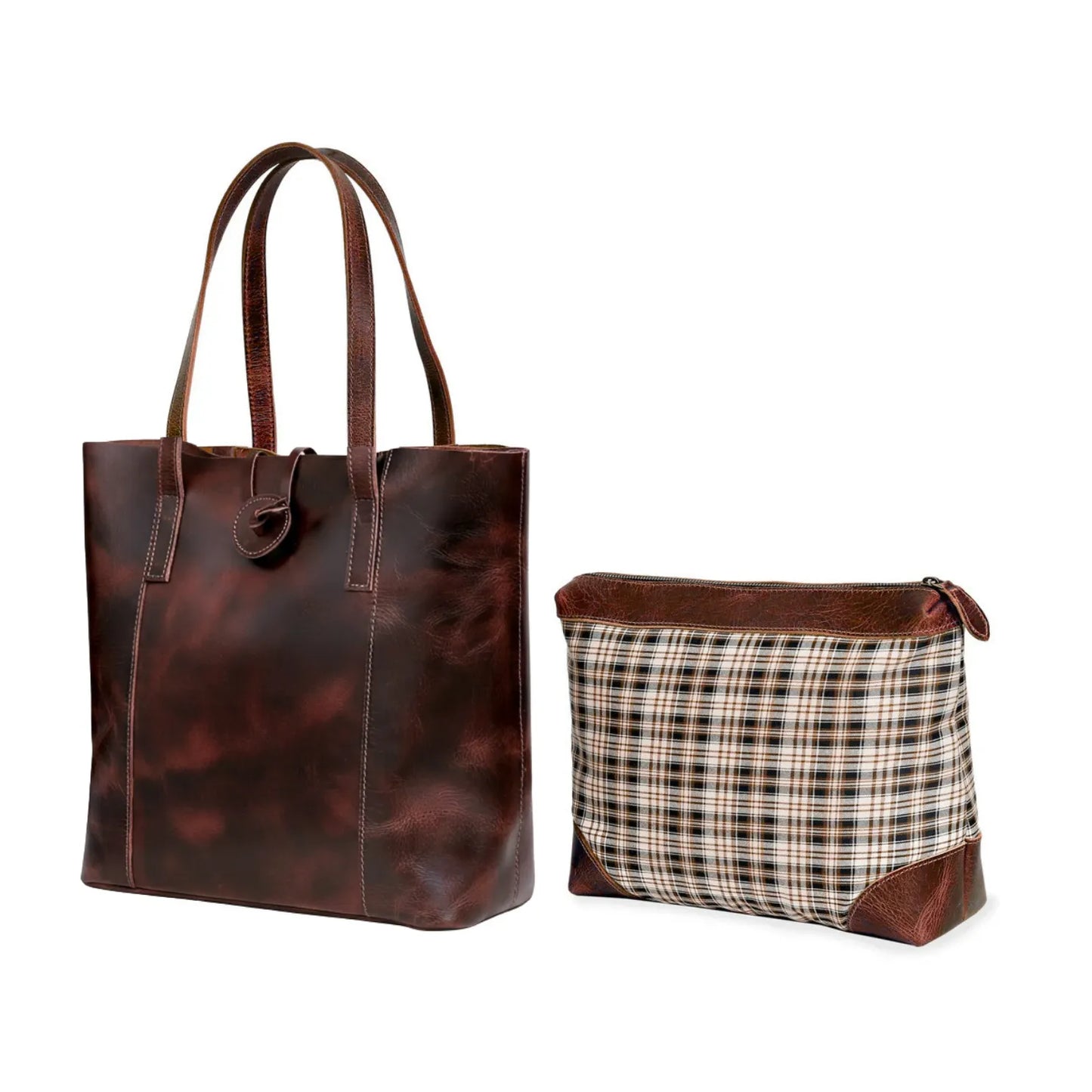 DENVER LEATHER TOTE BAG - BURGUNDY