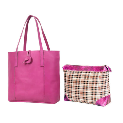 DENVER LEATHER TOTE BAG - PINK