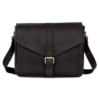 Sydney Leather Crossbody Purse-BLACK
