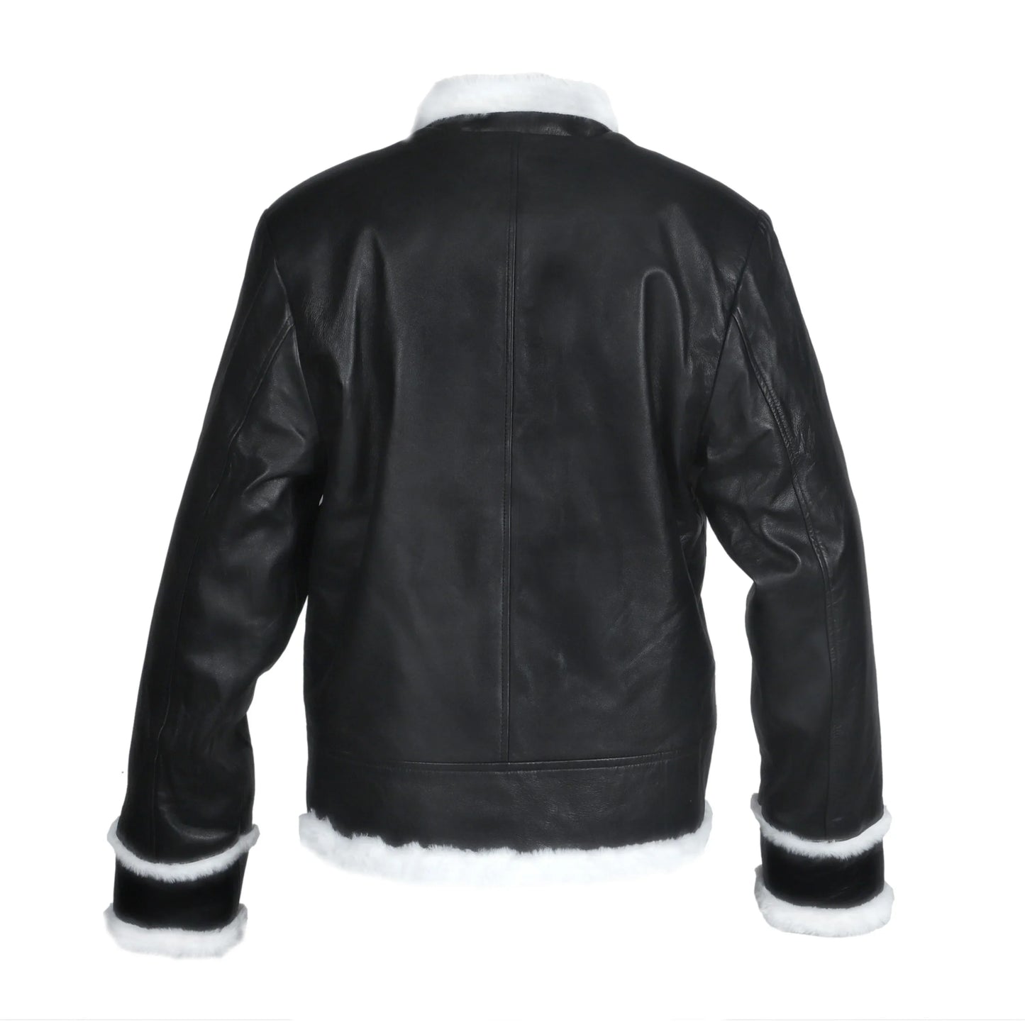 The Maverick: Black Shearling Leather Bomber Jacket