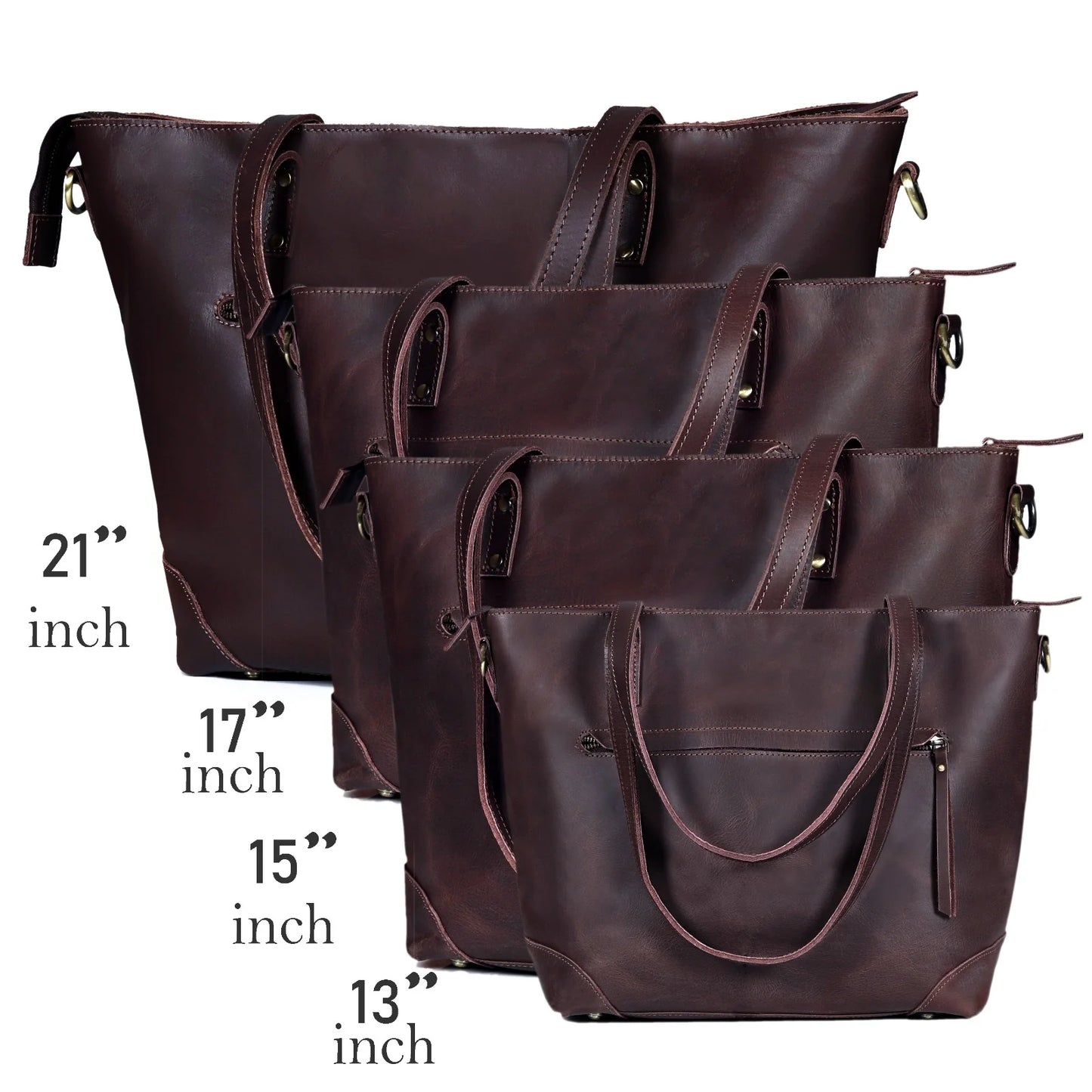 PORTLAND BUFFALO LEATHER TOTE BAG - BROWN