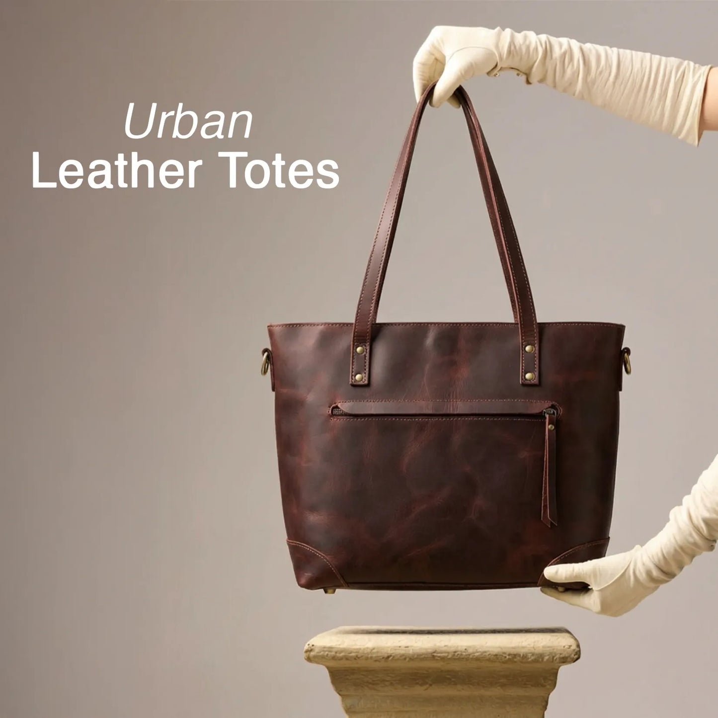 PORTLAND BUFFALO LEATHER TOTE BAG - BROWN
