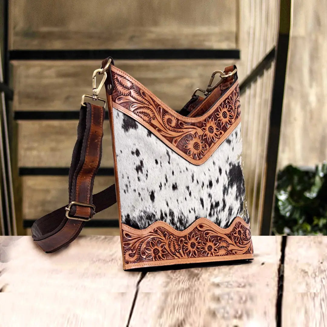 TOOLED LEATHER CROSSBODY BAG