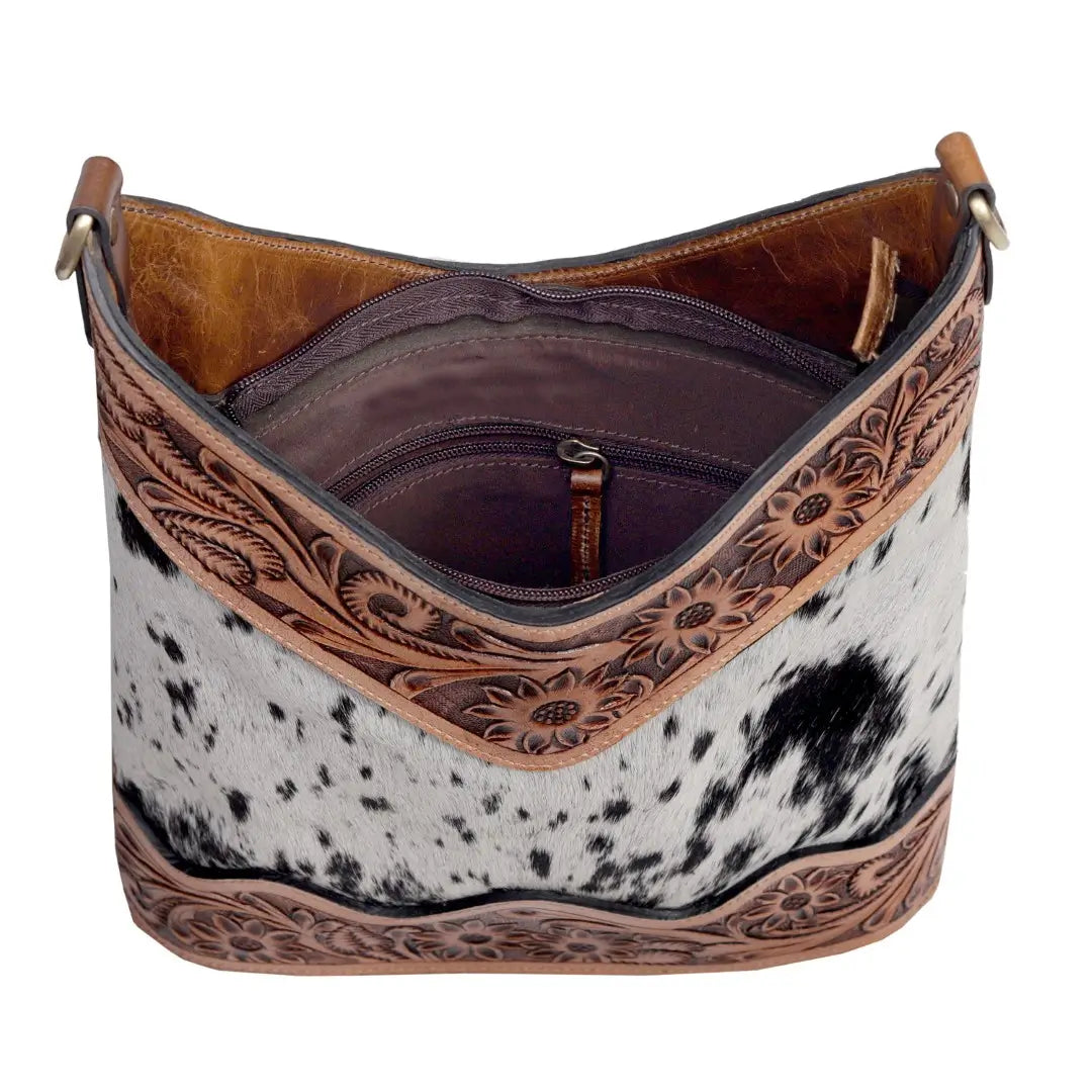 TOOLED LEATHER CROSSBODY BAG