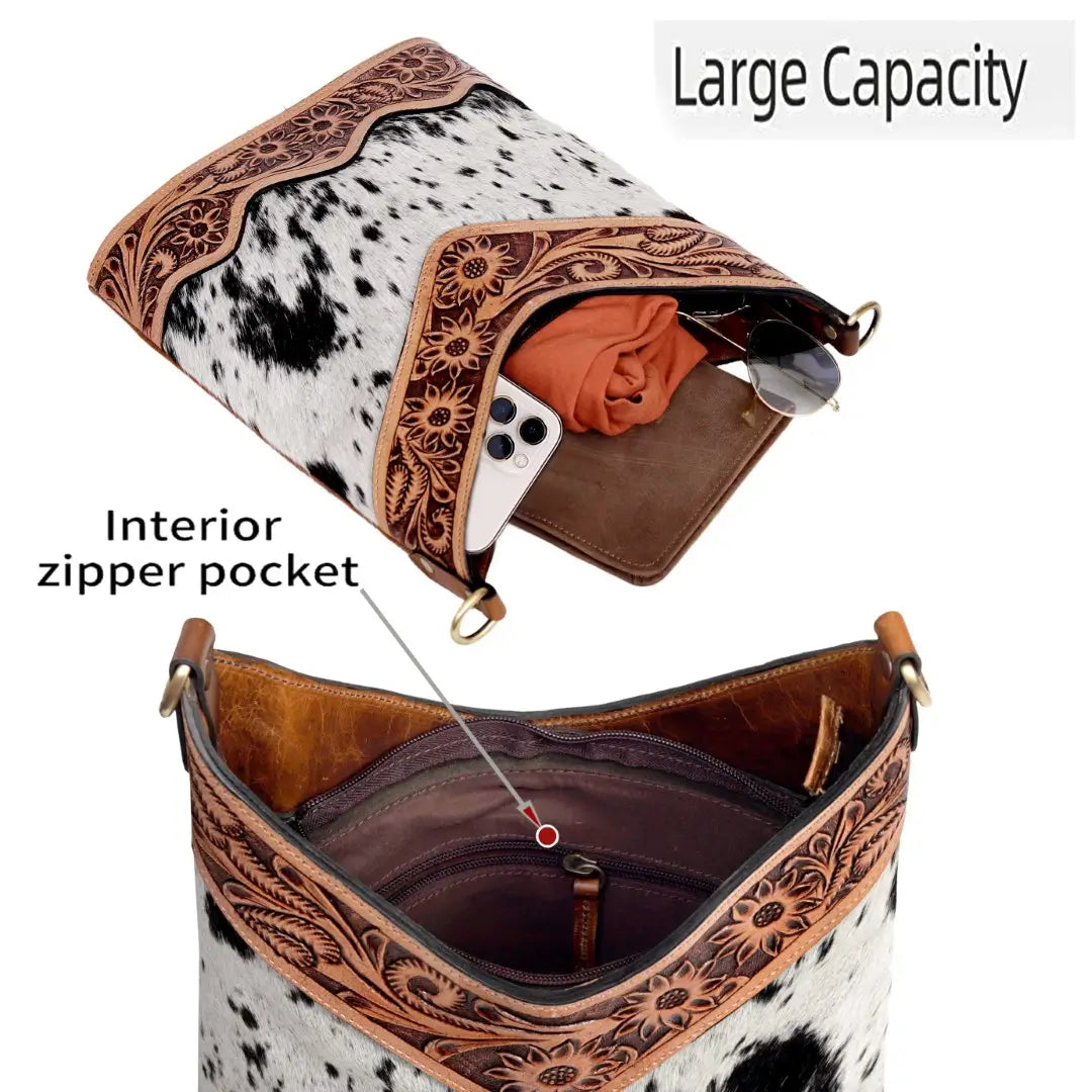 TOOLED LEATHER CROSSBODY BAG