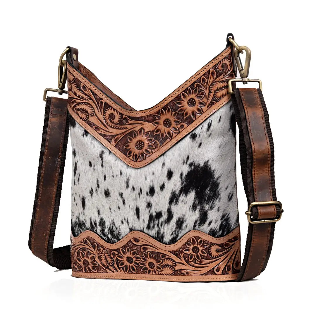 TOOLED LEATHER CROSSBODY BAG