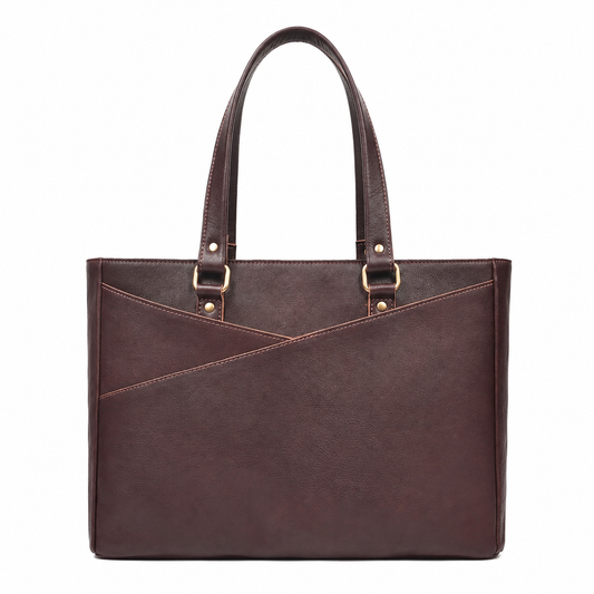 Women leather laptop tote