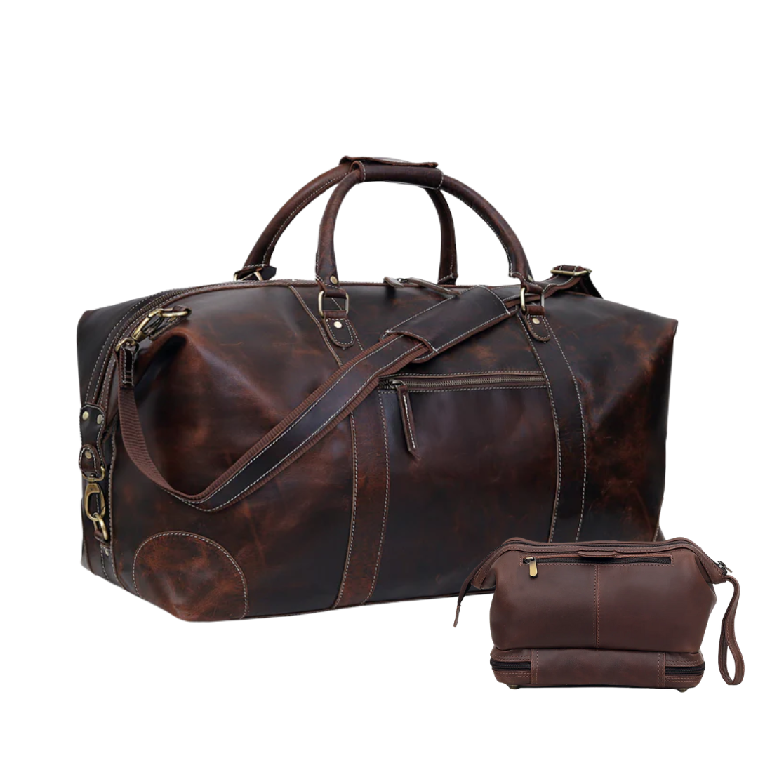 French Leather Duffel combo
