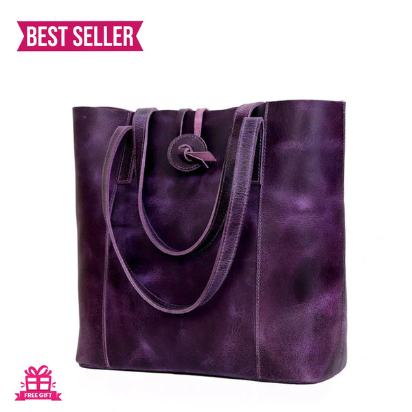 Wrexham Purple Leather Tote Bag For Women