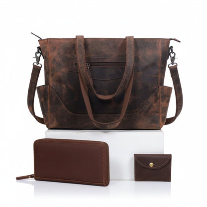 Portland Buffalo Leather Almost Perfect Tote Bag - Vintage Brown