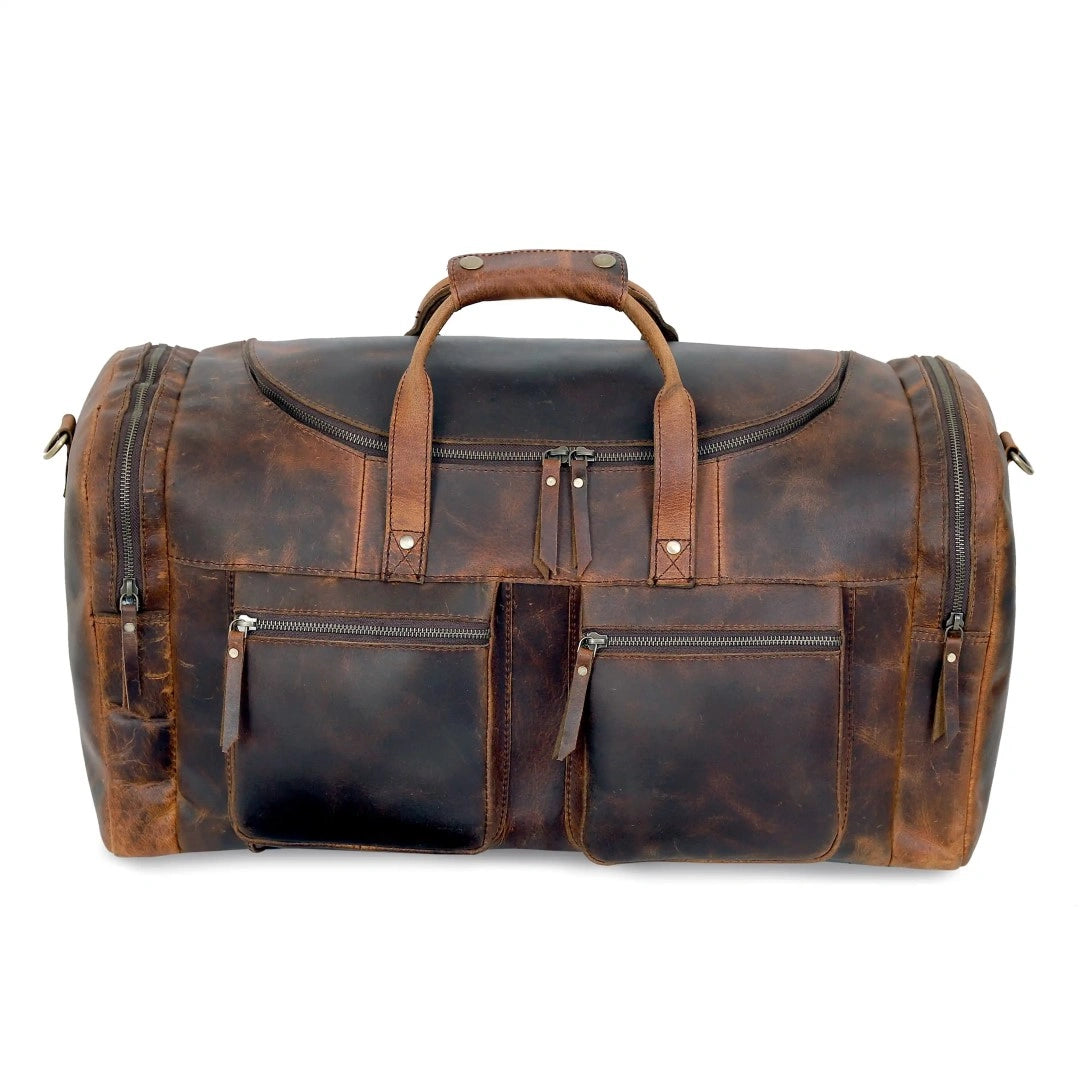 Vintage Voyager Leather Duffle Combo