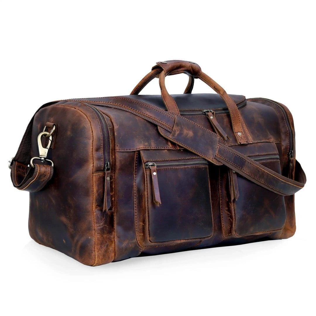 Vintage Voyager Leather Duffle Combo