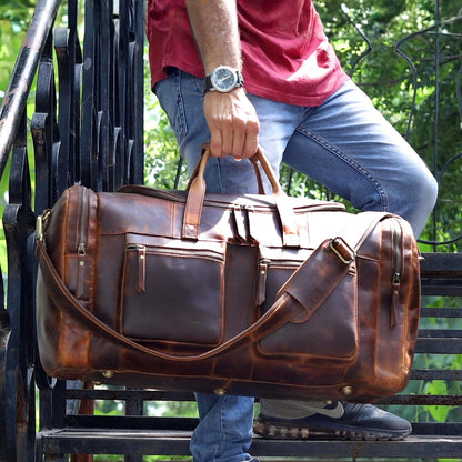 Vintage Voyager Leather Duffle Combo
