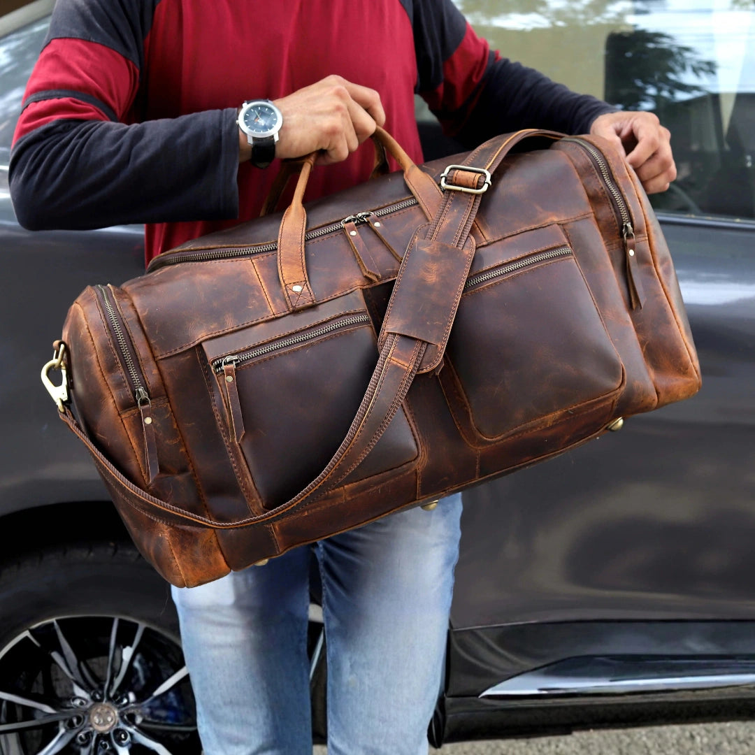 Vintage Voyager Leather Duffle Combo