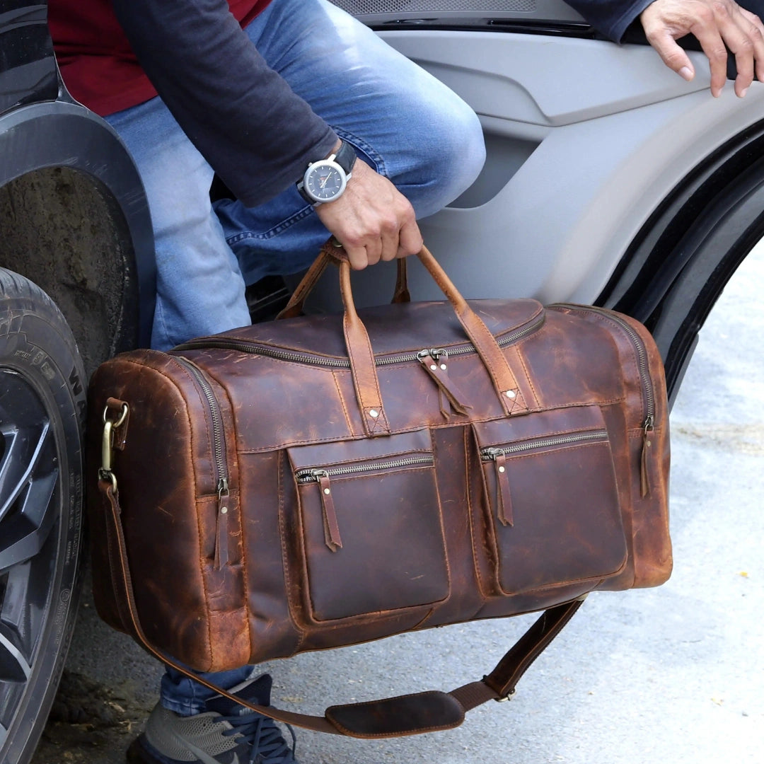 Vintage Voyager Leather Duffle Combo