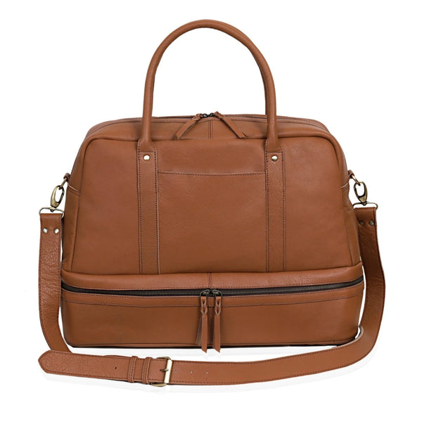 Liverpool Brown Leather Duffle Bag For Women