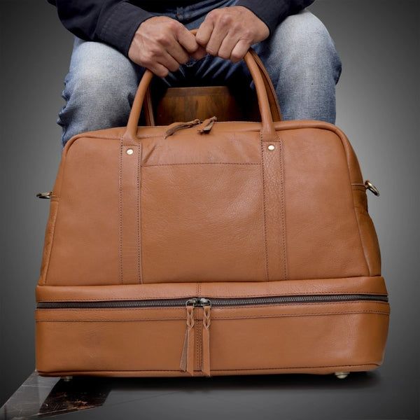 Liverpool Brown Leather Duffle Bag For Women