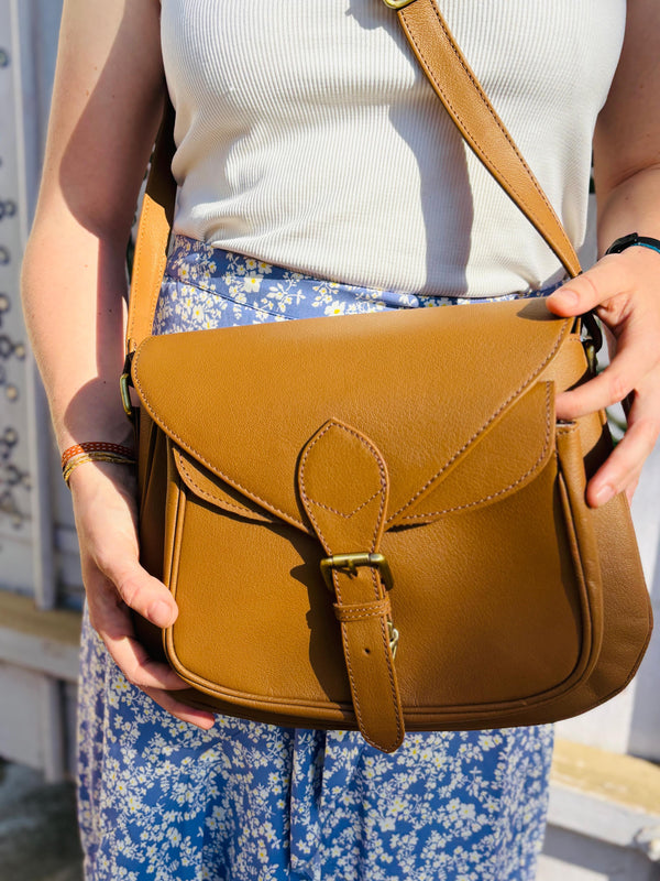 Southampton Tan Leather Crossbody Bag For Women