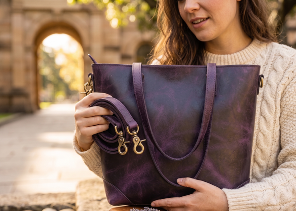 Bournemouth Purple Leather Tote Bag For Women