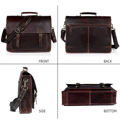 Brown Buffalo Leather Messenger Bag for Men – Landon Vintage Laptop Bag