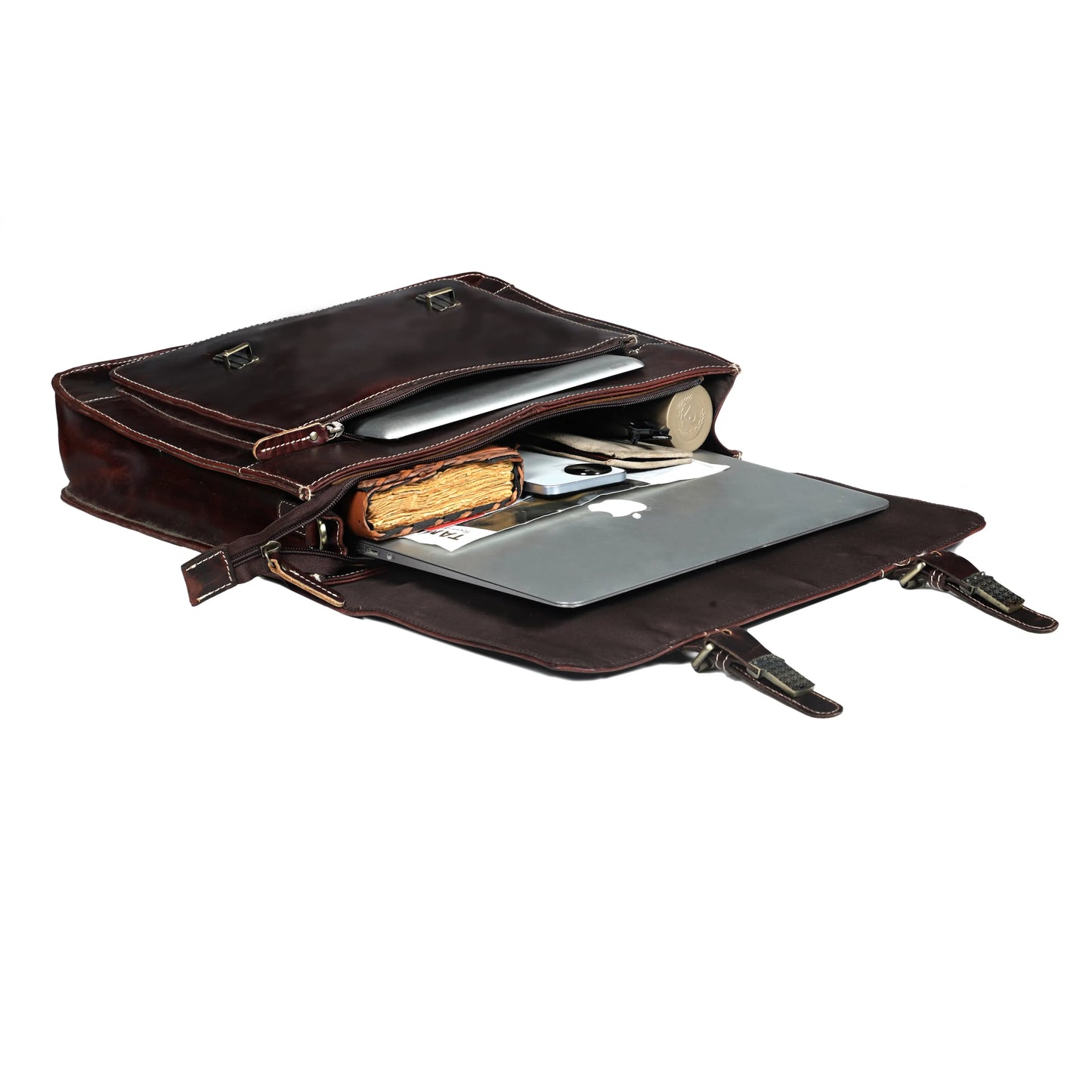 Brown Buffalo Leather Messenger Bag for Men – Landon Vintage Laptop Bag