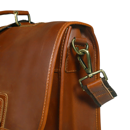 Tan Buffalo Leather Messenger Bag for Men – Landon Vintage Laptop Bag