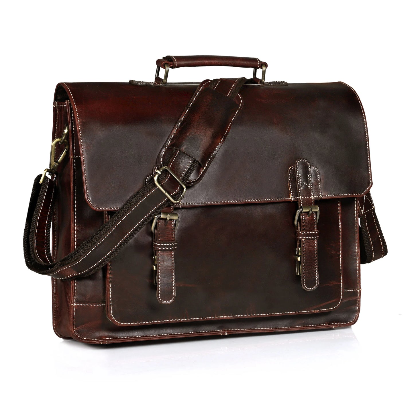 Brown Buffalo Leather Messenger Bag for Men – Landon Vintage Laptop Bag