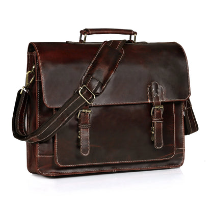 Brown Buffalo Leather Messenger Bag for Men – Landon Vintage Laptop Bag