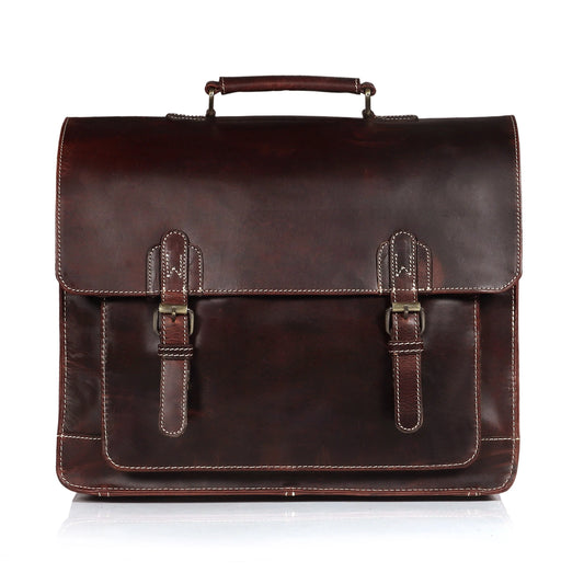 Brown Buffalo Leather Messenger Bag for Men – Landon Vintage Laptop Bag