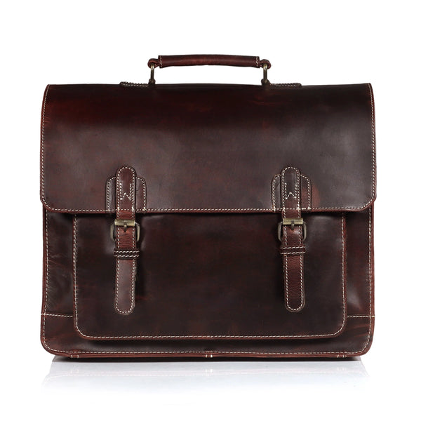 Brown Buffalo Leather Messenger Bag for Men – Landon Vintage Laptop Bag