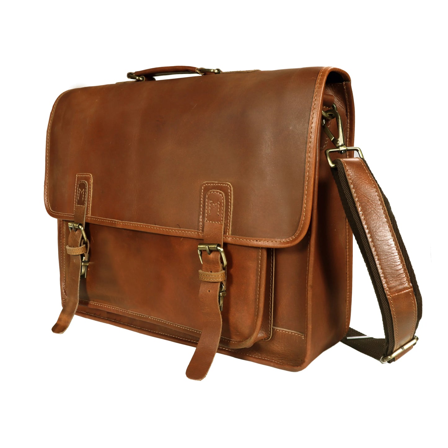 Tan Buffalo Leather Messenger Bag for Men – Landon Vintage Laptop Bag
