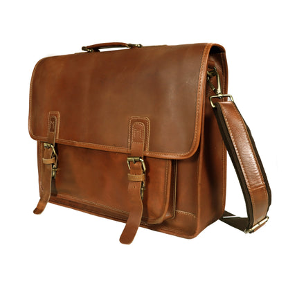 Tan Buffalo Leather Messenger Bag for Men – Landon Vintage Laptop Bag