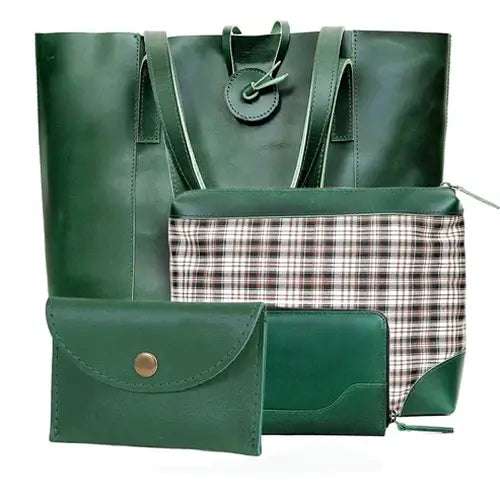 Wrexham Green Leather Tote Bag Combo For Women