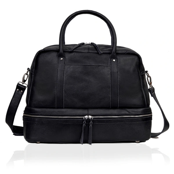Liverpool Black Leather Duffle Bag For Women